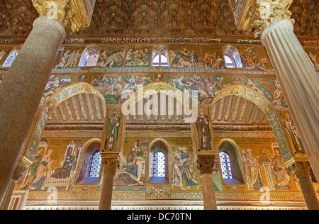 PALERMO - APRIL 8: Mosaic of Cappella Palatina - Palatine Chapel in Norman palace in style of Byzantine architecture from Stock Photo