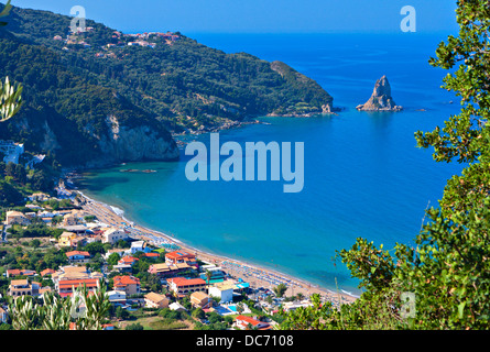 AGIOS GORDIS, AGHIOS GORDIOS, VILLAGE AND BEACH. CORFU. IONIAN GREEK ...