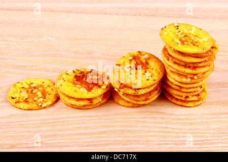 Pizza crackers with as business concept, close up Stock Photo