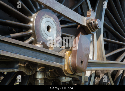 detail of driving rod mechanism on old steam locomotive Stock Photo