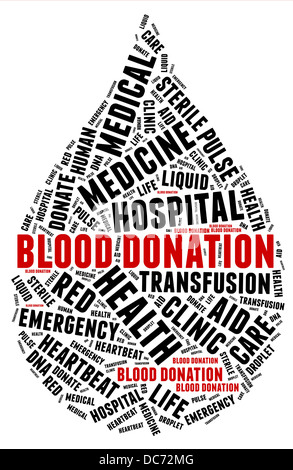 Blood donation pictogram with black wordings on white background Stock Photo