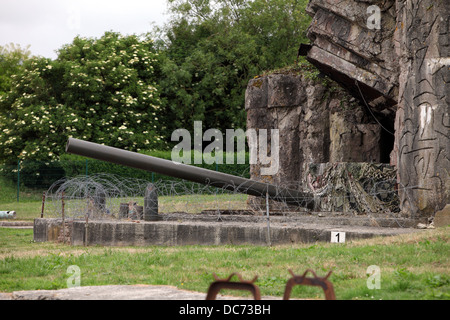 Big guns of the Gun Battery at Crisbecq, which held out to the allied onslaught on D-Day. Stock Photo