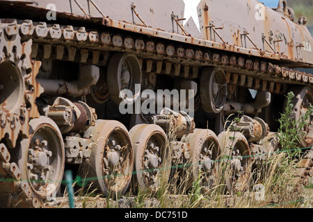 Sherman Tank abandoned at Utah Beach, Normandy, now a memorial to those who died liberating France. Stock Photo