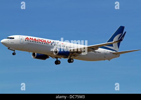 Anadolu Jet, Turkish Airlines, Boeing 737-800, TC-SAH, on final approach to Copenhagen Airport, CPH, Kastrup, Stock Photo