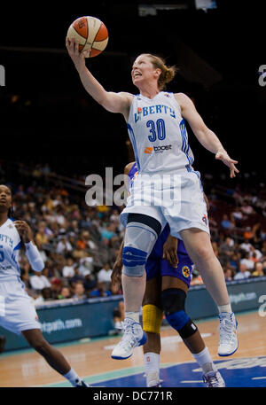 Aug. 10, 2013 - Newark, New Jersey, U.S. - Liberty's guard Katie Smith (30) shoots an off balance shot in the first half during WNBA action at the Prudential Center in Newark, New Jersey between the New York Liberty and the Los Angeles Sparks. The Sparks defeated the Liberty 85-67. Stock Photo