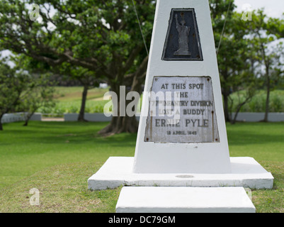 Ernie Pyle Monument, to US war correspondent killed on Ie Island Okinawa 18/4/1945 Stock Photo