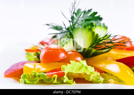 fresh green salad with tomatoes ,paprika and cucumber Stock Photo