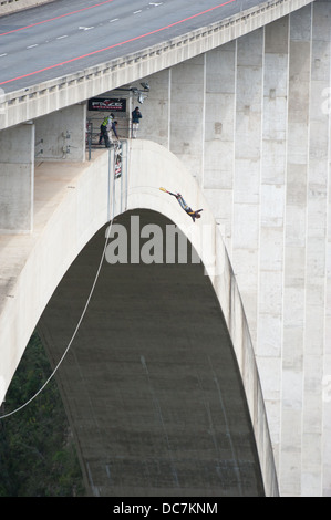 Bungy jumping from Bloukrans Bridge, Garden Route, South Africa Stock Photo