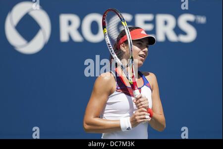 Toronto, Canada. 10th Aug, 2013. Rogers Canadian Open tennis championships. Sorana Cirstea of Romania Celebrates Victory during The Semi Finals of womens singles competition Credit:  Action Plus Sports/Alamy Live News Stock Photo