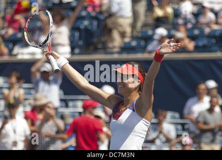 Toronto, Canada. 10th Aug, 2013. Rogers Canadian Open tennis championships. Sorana Cirstea of Romania Celebrates Victory After The Semi-finals of womens singles competition Credit:  Action Plus Sports/Alamy Live News Stock Photo