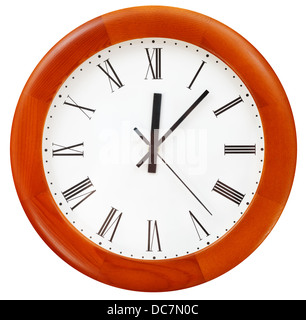 few minutes after midnight on dial of wall clock Stock Photo