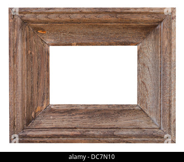 old small wide picture frame with cutout canvas isolated on white background Stock Photo