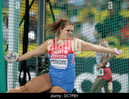 Moscow, Russia. 11th Aug, 2013. Sandra Perkovic of Croatia competes in the women's discus throw at the 14th IAAF World Championships in Athletics at Luzhniki Stadium in Moscow, Russia, 11 August 2013. Photo: Michael Kappeler/dpa/Alamy Live News Stock Photo