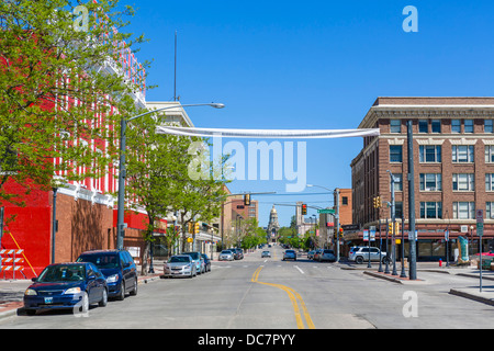 Capitol Avenue looking towards Wyoming State Capitol, Cheyenne, Wyoming, USA Stock Photo