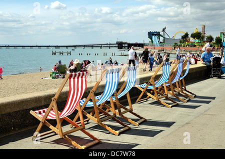Busy seafront in summertime at Southend on Sea Essex UK