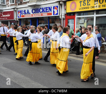 Dancers performing the Trevithick dance during the annual Trevithick day celebrations in Camborne, Cornwall, UK Stock Photo