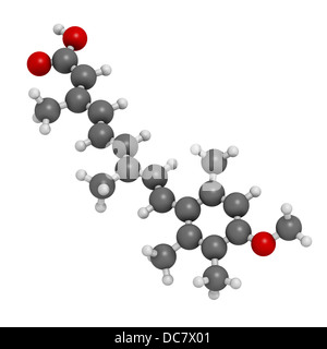 Acitretin psoriasis drug, chemical structure. Atoms are represented as spheres with conventional color coding Stock Photo