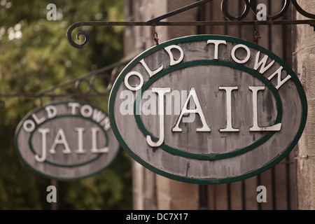 Signs showing the Old Town Jail, Stirling, Scotland Stock Photo