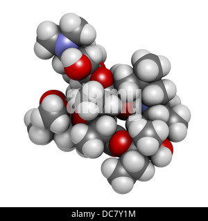 Azithromycin antibiotic drug (macrolide class), chemical structure. Atoms are represented as spheres with conventional color Stock Photo