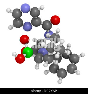 Bortezomib cancer drug (proteasome inhibitor), chemical structure. Atoms are represented as spheres with conventional color code Stock Photo