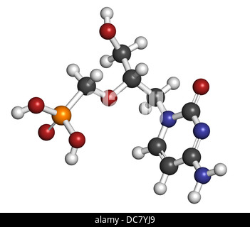 Cidofovir cytomegalovirus (CMV, HCMV) drug, chemical structure. Can probably also be used against smallpox infection. Stock Photo