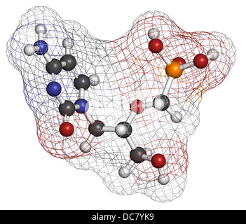 Cidofovir cytomegalovirus (CMV, HCMV) drug, chemical structure. Can probably also be used against smallpox infection. Stock Photo