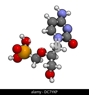 Cidofovir cytomegalovirus (CMV, HCMV) drug, chemical structure. Can probably also be used against smallpox infection. Stock Photo