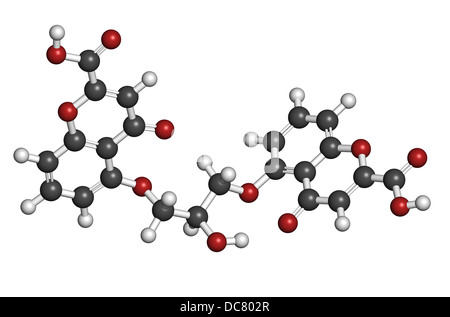 Cromoglicic acid (cromolyn, cromoglycate) asthma and allergy drug, chemical structure. Stock Photo