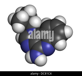 Imiquimod topical skin cancer drug, chemical structure. Atoms are represented as spheres with conventional color coding Stock Photo