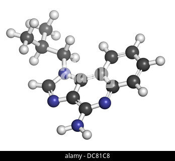 Imiquimod topical skin cancer drug, chemical structure. Atoms are represented as spheres with conventional color coding Stock Photo