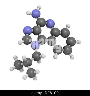 Imiquimod topical skin cancer drug, chemical structure. Atoms are represented as spheres with conventional color coding Stock Photo