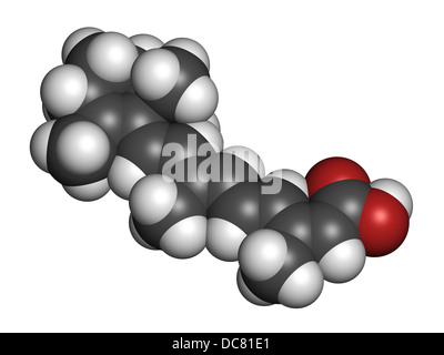 Isotretinoin acne treatment drug, chemical structure. Known to be a teratogen (causes birth defects). Stock Photo