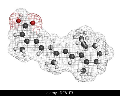 Isotretinoin acne treatment drug, chemical structure. Known to be a teratogen (causes birth defects). Stock Photo