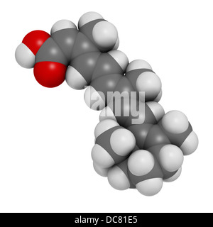 Isotretinoin acne treatment drug, chemical structure. Known to be a teratogen (causes birth defects). Stock Photo