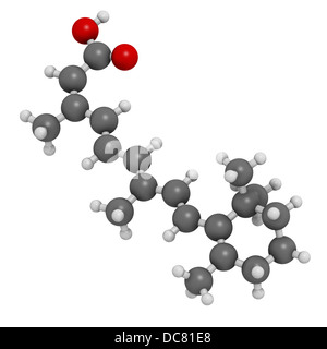 Isotretinoin acne treatment drug, chemical structure. Known to be a teratogen (causes birth defects). Stock Photo