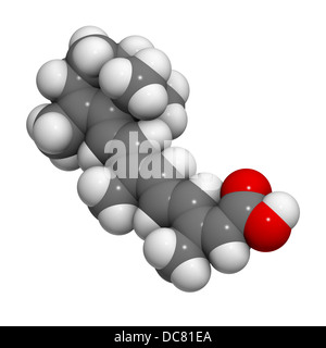 Isotretinoin acne treatment drug, chemical structure. Known to be a teratogen (causes birth defects). Stock Photo