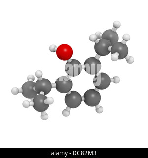 Propofol anesthetic drug, chemical structure. Atoms are represented as spheres with conventional color coding Stock Photo