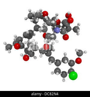 pimecrolimus eczema (atopic dermatitis) drug, chemical structure. Atoms are represented as spheres with conventional color code Stock Photo