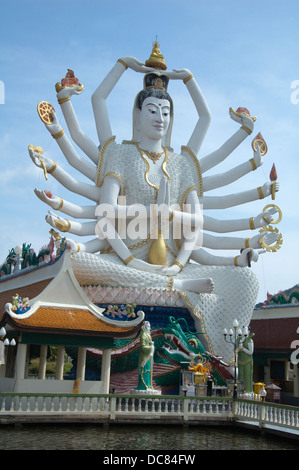 Big Buddha with eighteen arms - 18 - at Wat Plai Laem Ko Samui Stock Photo