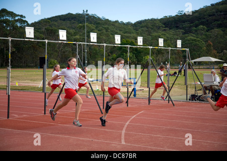 Australian primary school athletics and sports day at the sydney sports academy in narrabeen,new south Wales,Australia Stock Photo