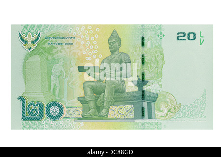 Twenty thai Baht note note on a white background Stock Photo