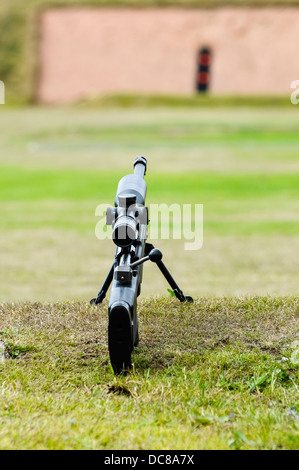 A Remington 700 bolt-action sniper rifle on a shooting range Stock Photo