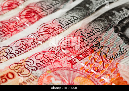 Fifty pounds sterling UK currency  Macro  close up Stock Photo