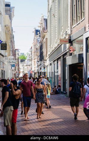 Kalverstraat in Amsterdam, one of the main shopping streets. Stock Photo