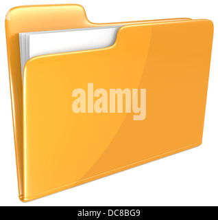 Open folder with papers. Orange. Stock Photo