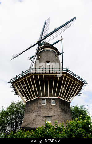 Dutch windmill on the Amstel in Amsterdam Stock Photo