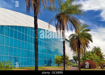 Brazil, Brasilia: Outside view of the modern architecture of the Convention Center Ulysses Guimaraes Stock Photo