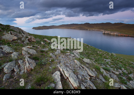 View to the Small Sea (Lake Baikal) from Khibin island. Siberia, Russia Stock Photo