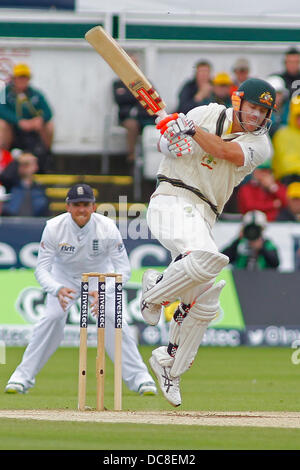 Chester Le Street, UK. 12th Aug, 2013. David Warner during day four of the Investec Ashes 4th test match at The Emirates Riverside Stadium, on August 12, 2013 in London, England. Credit:  Mitchell Gunn/ESPA/Alamy Live News Stock Photo