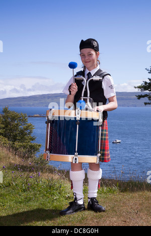 Female Musicians from Australia members of the Goulburn Soldiers Club pipe band, Isle of Skye, Scotland, UK Stock Photo